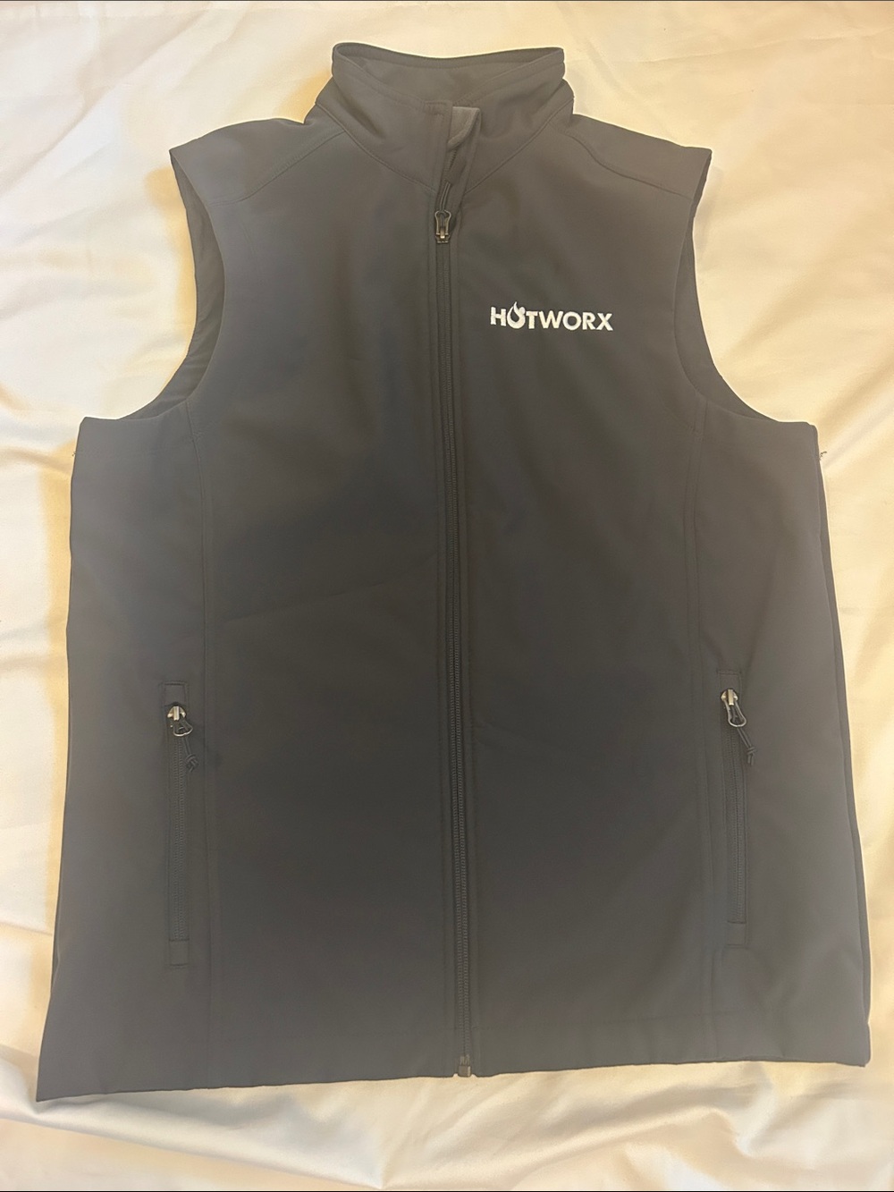 Hotworx Men's greyish blue Softshell Vest - Sleeveless Zip-Up